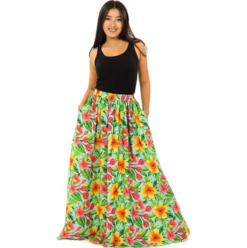 Dámská sukně Himalife Maxi sukně s kapsami Maui - tyrkysová s barvami Velikost: L/XL - Móda pro plnoštíhlé, Oblečení nadměrné velikosti