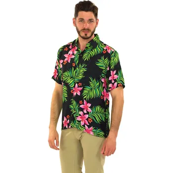 Pánská košile Himalife Pánská košile Serena - černá s barvami Velikost: XXL - Móda pro plnoštíhlé, Oblečení nadměrné velikosti