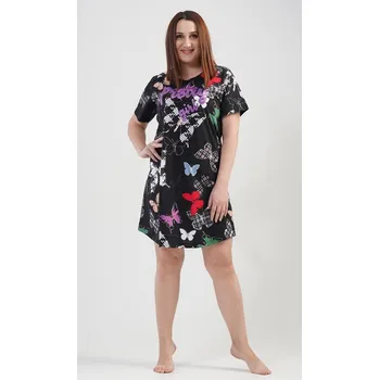 Dámská noční košile Dámská noční košile s krátkým rukávem Pretty girl - černá - XL