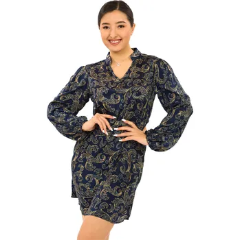 Dámské šaty Himalife Košilové šaty Sárí - tmavě modrá se zlatou Velikost: L
