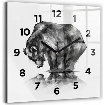 Hodiny Skleněné nástěnné hodiny do obýváku S Potiskem Kreslený medvěd 30x30 cm