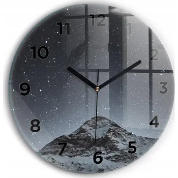 Hodiny Ozdobné nástěnné hodiny s krásnou grafikou Hora pod hvězdami kulatý průměr 30 cm