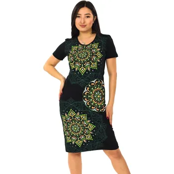 Dámské šaty Himalife Šaty Fenua - černá s limetkovou Velikost: 3XL - Móda pro plnoštíhlé, Oblečení nadměrné velikosti