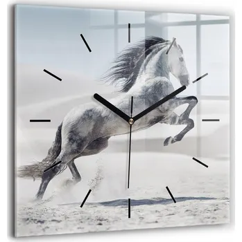 IP kamera Skleněný hodinový stroj s potiskem Tichý Loftový mechanismus Nástěnný cválající bílý kůň