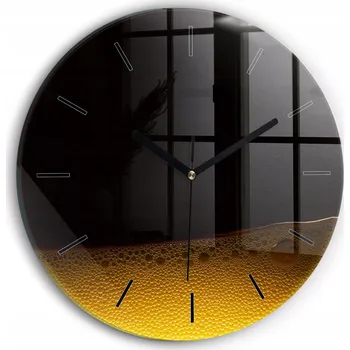 Hodiny Kulatý Skleněné Nástěnné Hodiny do Kanceláře s Grafikou Pomerančový Džus průměr 30 cm