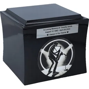 Smuteční dekorace Urna pro saxofonistu Kremační urna se saxofonem, hudební urna na popel