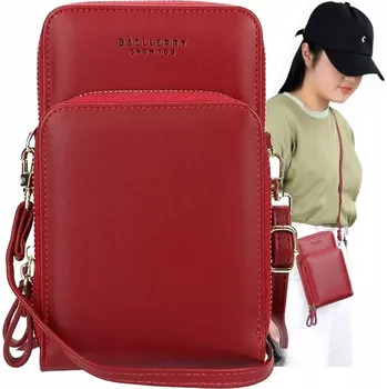 Kabelka Červená malá kabelka RO97R (Červená dámská kabelka na telefon, doklady - nastavitelný pásek 130 cm)