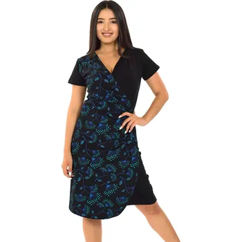 Dámské šaty Himalife Šaty Saima - černá s tyrkysovou a modrou Velikost: L