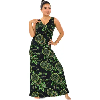 Dámské šaty Himalife Dlouhé šaty Kayla - černá se zelenou Velikost: S