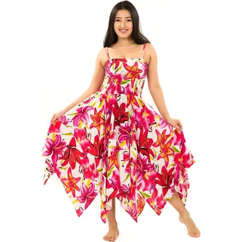 Dámské šaty Himalife Šaty-sukně 2v1 Dawa Lilie - bílá s červenou Velikost: S/M