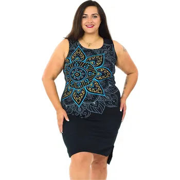 Dámské šaty Himalife Šaty Maia - černá s modrou a žlutou Velikost: M