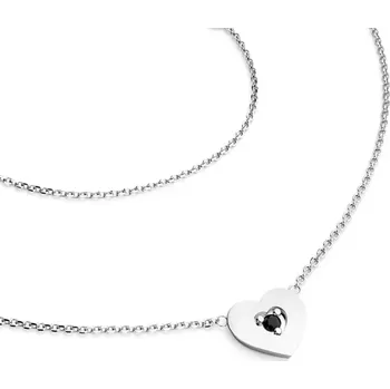 Náhrdelník Dámský náhrdelník bílé zlato 585/1000 přírodní diamant srdce 10874-NH01-B-Black délka 45 cm