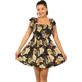 Dámské šaty Himalife Mini šaty-sukně 2v1 Ezra Růže - černá se zlatou a bílou Velikost: S/M