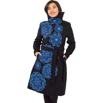 Dámský kabát Himalife Podzimní/zimní kabát Himalaya - černá s modrou Velikost: 3XL - Móda pro plnoštíhlé, Oblečení nadměrné velikosti