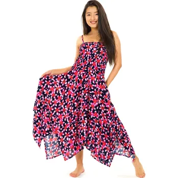 Dámské šaty Himalife Šaty-sukně 2v1 Dawa Plumeria - černé Velikost: L/XL - Móda pro plnoštíhlé, Oblečení nadměrné velikosti