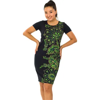 Dámské šaty Himalife Šaty Thiena - černá se zelenou Velikost: M