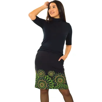 Dámská sukně Himalife Sukně Leyla - černá se zelenou Velikost: XXL/3XL - Móda pro plnoštíhlé, Oblečení nadměrné velikosti