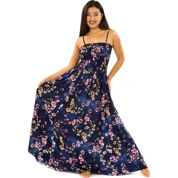 Dámské šaty Himalife Dlouhé šaty s kapsami Soha - tmavě modrá Velikost: S/M