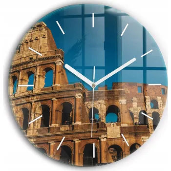 Hodiny Moderní skleněné nástěnné hodiny s potiskem Koloseum v Itálii fi30 cm