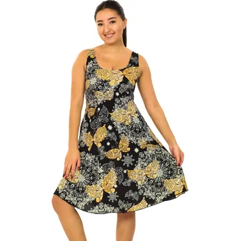 Dámské šaty Himalife Šaty s kapsami Ava Butterfly - černá se zlatou Velikost: L