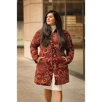 Dámský kabát Himalife Podzimní/zimní kabát Hiva - vínová Velikost: S