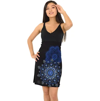 Dámské šaty Himalife Šaty Akaroa - černá s modrou Velikost: XL - Móda pro plnoštíhlé, Oblečení nadměrné velikosti