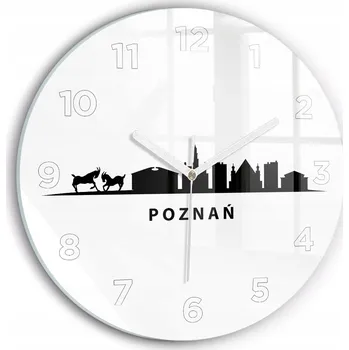 Hodiny Moderní skleněné hodiny s grafikou na zeď Poznaň panorama grafika průměr 30 cm