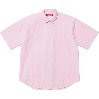 Pánské tričko Supreme Loose Fit Oxford S/S Shirt / Pink Stripe Barva: Růžová, Velikost: XL