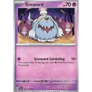 Sběratelská karetní hra Pokémon SV1en 104/198 Greavard - Scarlet & Violet Stav: Near Mint, Verze: REVERSE HOLO