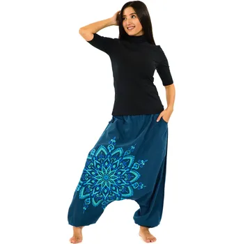 Dámské kalhoty Himalife Harémové kalhoty Rania - petrolejové Velikost: XXL/3XL - Móda pro plnoštíhlé, Oblečení nadměrné velikosti