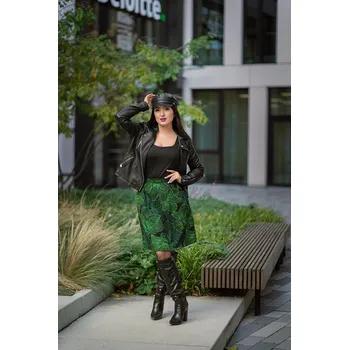 Dámská sukně Himalife Sukně Lily - černá se zelenou Velikost: XXL/3XL - Móda pro plnoštíhlé, Oblečení nadměrné velikosti