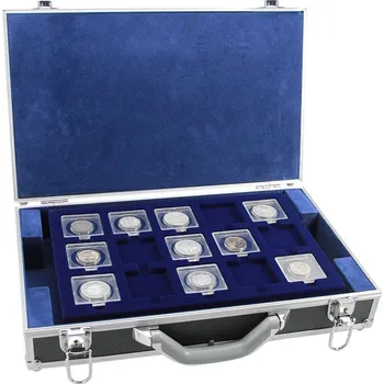 Obal pro sběratelský předmět SAFE Hlinikový kufřík na mince Diamant, na 75 mincí do Ø 50 mm