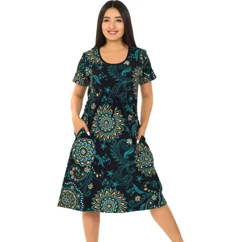Dámské šaty Himalife Šaty s krátkým rukávem Saida - černá s tyrkysovou Velikost: S/M