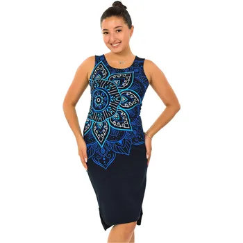 Dámské šaty Himalife Šaty Maia - černá s modrou Velikost: 3XL - Móda pro plnoštíhlé, Oblečení nadměrné velikosti