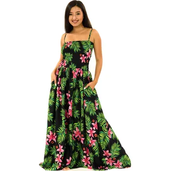 Dámské šaty Himalife Dlouhé šaty s kapsami Serena - černá s barvami Velikost: L/XL - Móda pro plnoštíhlé, Oblečení nadměrné velikosti