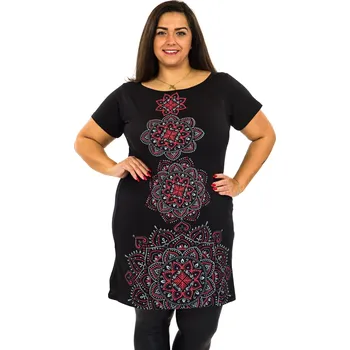 Dámské šaty Himalife Šaty s krátkým rukávem Amavi - černá s červenou Velikost: S