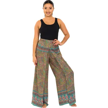 Dámské kalhoty Himalife Zavinovací kalhoty Paisley - růžová s tyrkysovou Velikost: S/M