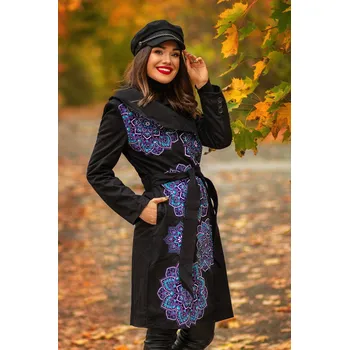 Dámský kabát Himalife Podzimní/zimní kabát Himalaya - tyrkysová s fialovou Velikost: S