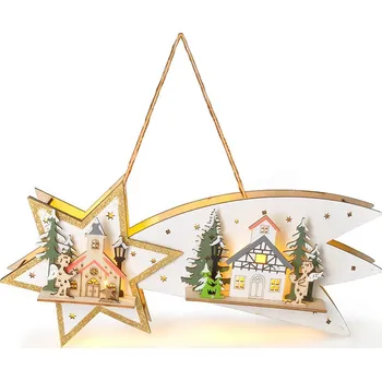 Vánoční světelná dekorace Solight LED vánoční kometa, 10x LED, dřevěná, 30cm