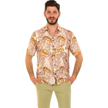 Pánská košile Himalife Pánská košile Mušle - pudrová růžová Velikost: 3XL - Móda pro plnoštíhlé, Oblečení nadměrné velikosti