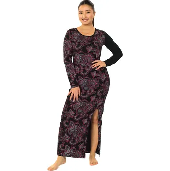 Dámské šaty Himalife Dlouhé šaty s kapsami Etisha - černá s červenou Velikost: 3XL - Móda pro plnoštíhlé, Oblečení nadměrné velikosti