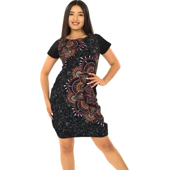 Dámské šaty Himalife Balonové šaty Akita - černá s červenou Velikost: XL - Móda pro plnoštíhlé, Oblečení nadměrné velikosti