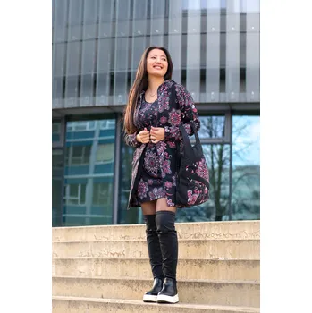 Dámské šaty Himalife Tunika s krátkým rukávem Lusaka - černá s červenou Velikost: L