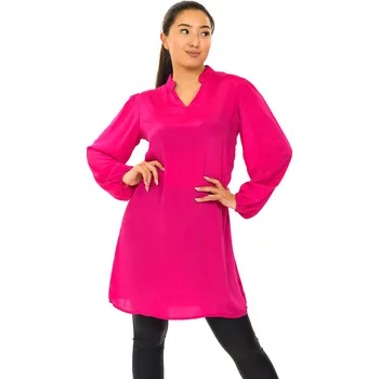 Dámské šaty Himalife Košilové šaty Plain - růžové Velikost: 4XL - Móda pro plnoštíhlé, Oblečení nadměrné velikosti