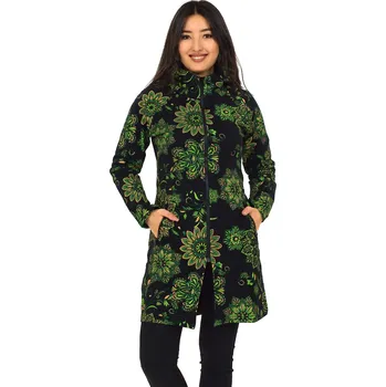 Dámská mikina Himalife Prodloužená mikina na zip s kapucí Talia - černá se zelenou Velikost: 3XL - Móda pro plnoštíhlé, Oblečení nadměrné velikosti