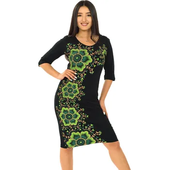 Dámské šaty Himalife Šaty Diva - černá s limetkovou Velikost: 3XL - Móda pro plnoštíhlé, Oblečení nadměrné velikosti