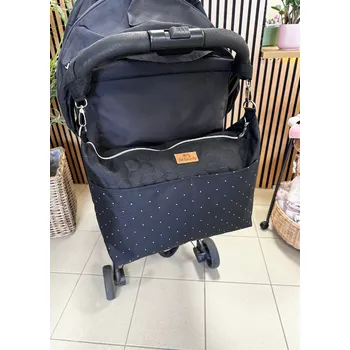 Přebalovací taška Taška na kočárek - černá s bílými puntíky