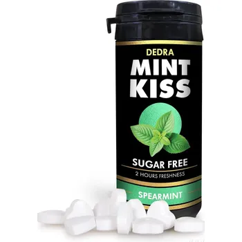 Bonbon DEDRA Mátové osvěžující pastilky bez cukru MINT KISS, spearmint 28 g