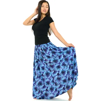 Dámská sukně Himalife Maxi sukně s kapsami Lanai - tyrkysová Velikost: L/XL - Móda pro plnoštíhlé, Oblečení nadměrné velikosti