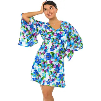 Dámské šaty Himalife Šaty s maxi rukávy Puena - bílá Velikost: 4XL - Móda pro plnoštíhlé, Oblečení nadměrné velikosti